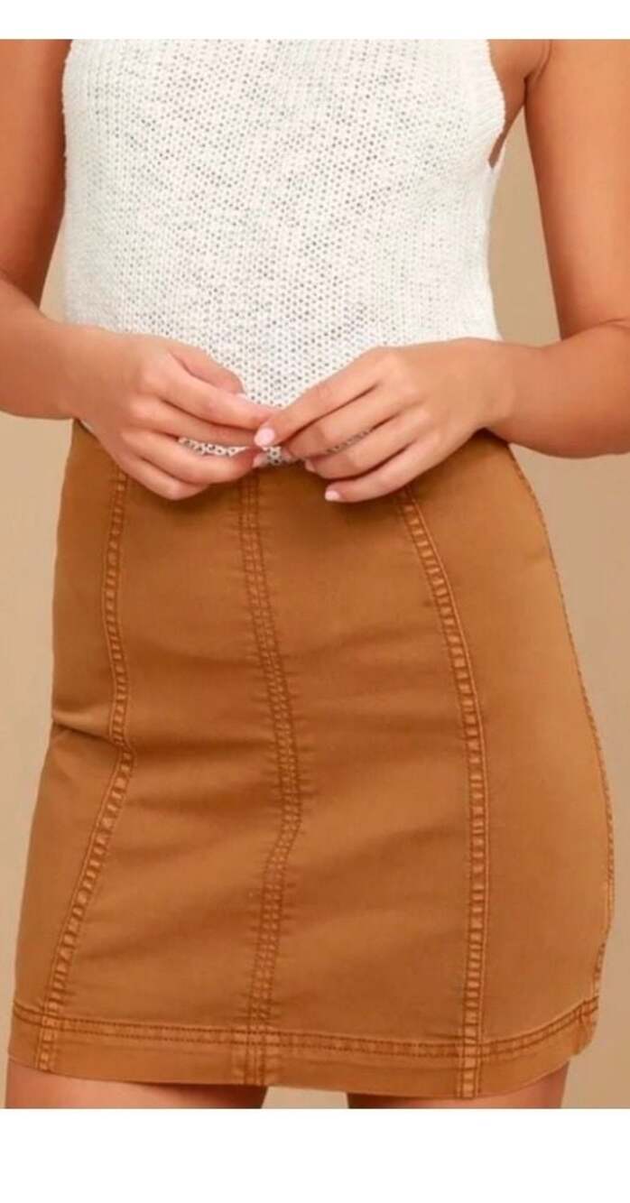 Free People Modern Femme Denim Mini Skirt Size 6 Washed Copper Festival